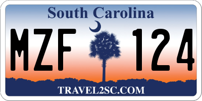 SC license plate MZF124