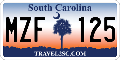 SC license plate MZF125