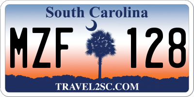 SC license plate MZF128