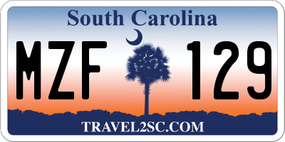 SC license plate MZF129