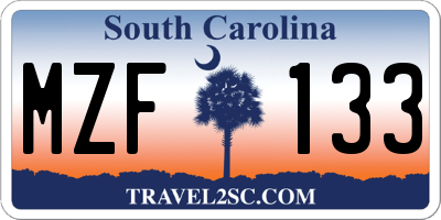 SC license plate MZF133