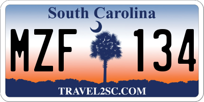 SC license plate MZF134