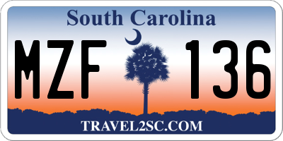 SC license plate MZF136