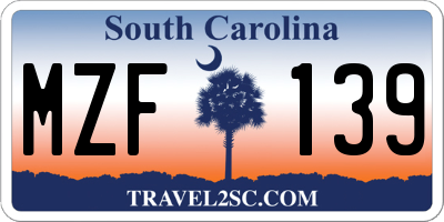SC license plate MZF139