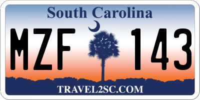 SC license plate MZF143