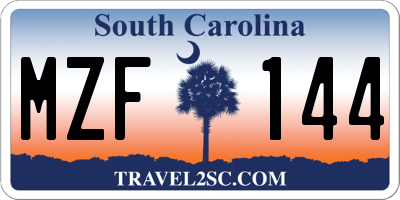 SC license plate MZF144