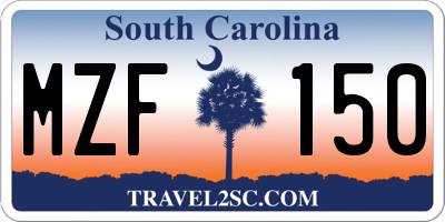 SC license plate MZF150