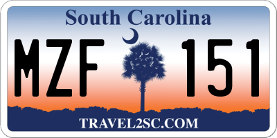 SC license plate MZF151