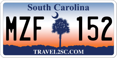 SC license plate MZF152