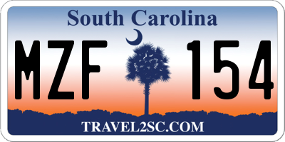 SC license plate MZF154