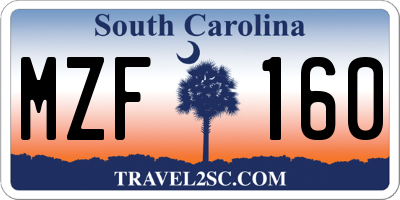 SC license plate MZF160