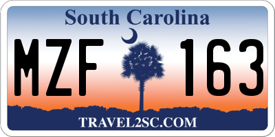 SC license plate MZF163