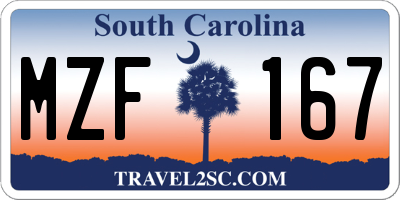SC license plate MZF167