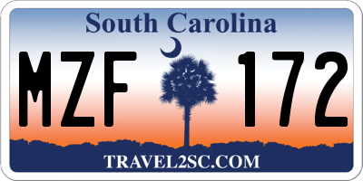 SC license plate MZF172
