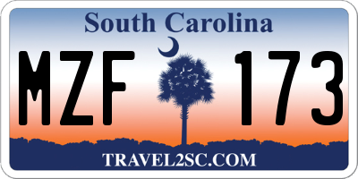 SC license plate MZF173