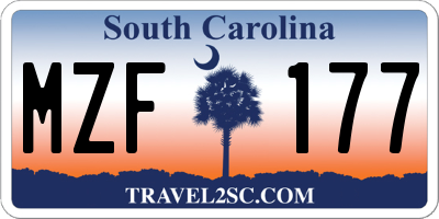 SC license plate MZF177