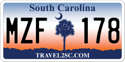 SC license plate MZF178