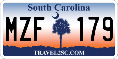 SC license plate MZF179