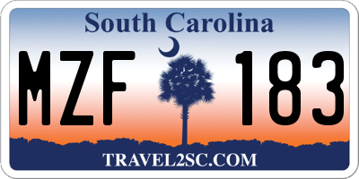 SC license plate MZF183