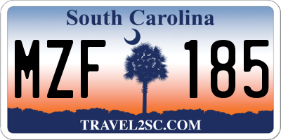 SC license plate MZF185