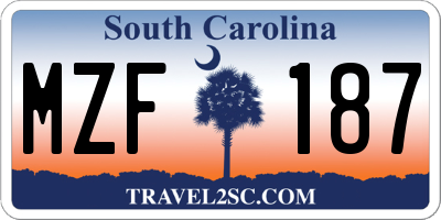 SC license plate MZF187