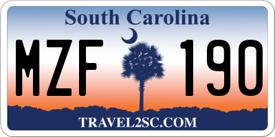 SC license plate MZF190