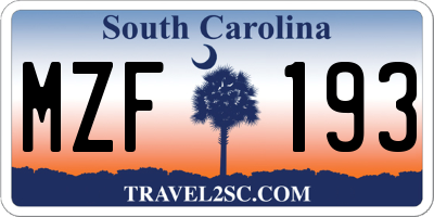 SC license plate MZF193
