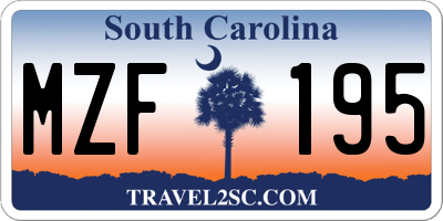 SC license plate MZF195