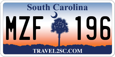 SC license plate MZF196