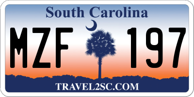 SC license plate MZF197