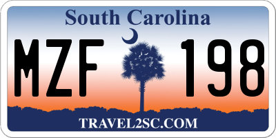 SC license plate MZF198