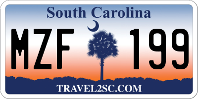 SC license plate MZF199