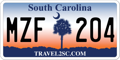 SC license plate MZF204