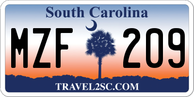 SC license plate MZF209