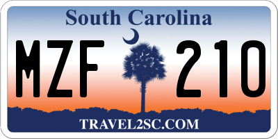 SC license plate MZF210
