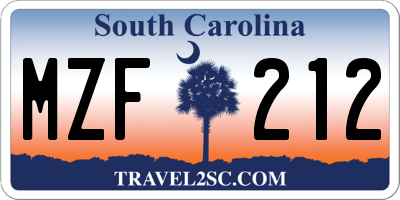 SC license plate MZF212