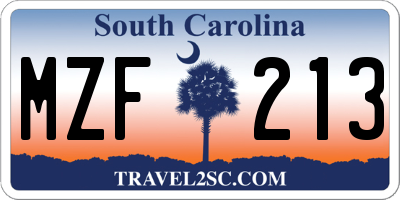 SC license plate MZF213
