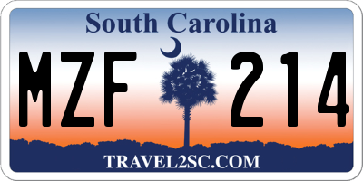 SC license plate MZF214