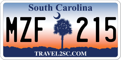 SC license plate MZF215