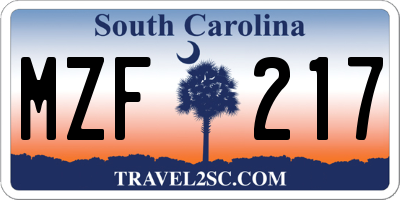 SC license plate MZF217