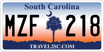 SC license plate MZF218