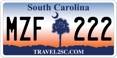 SC license plate MZF222