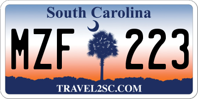 SC license plate MZF223