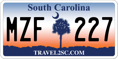 SC license plate MZF227