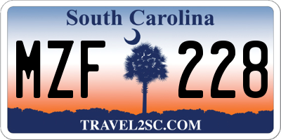SC license plate MZF228