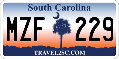 SC license plate MZF229