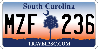 SC license plate MZF236