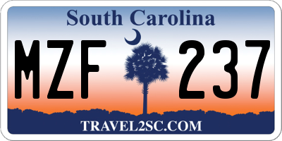 SC license plate MZF237