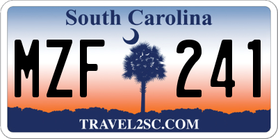 SC license plate MZF241