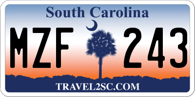 SC license plate MZF243